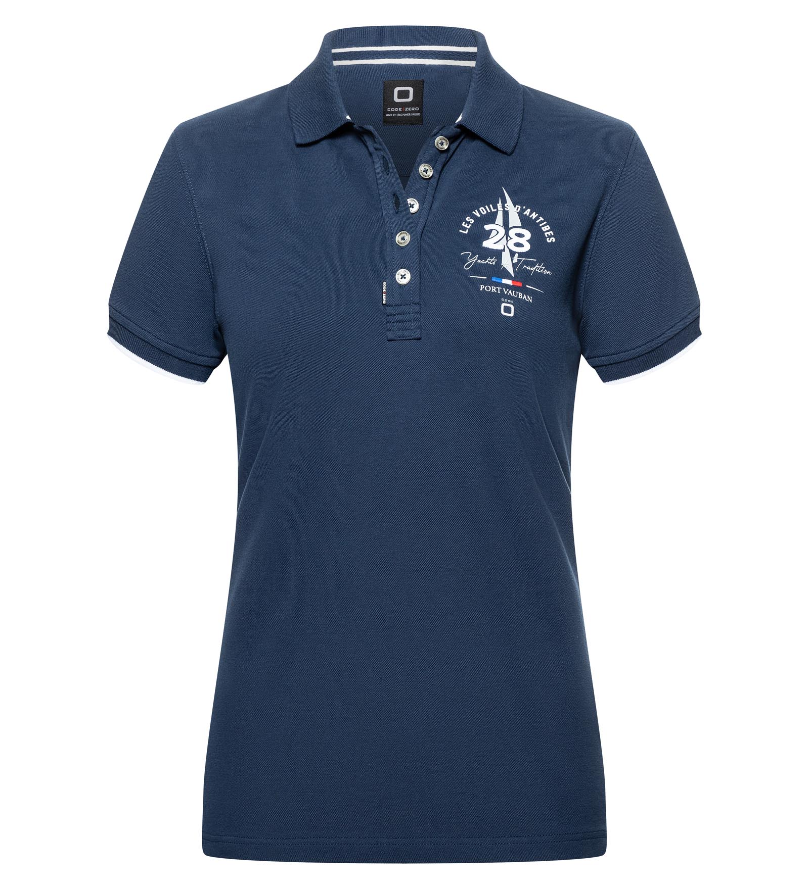 Les Voiles d Antibes Polo Shirt Women Tradition Navy Blue XS CODE ZERO